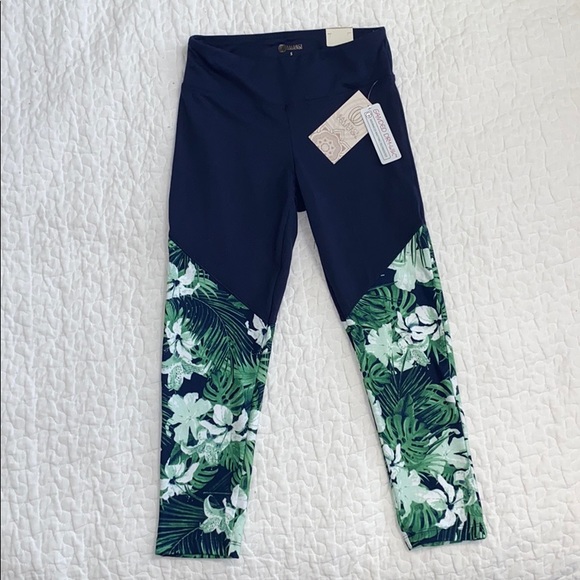 Balance Collection Pants - NWT Navy & Green Tropical 🏝 Palm Workout Leggings